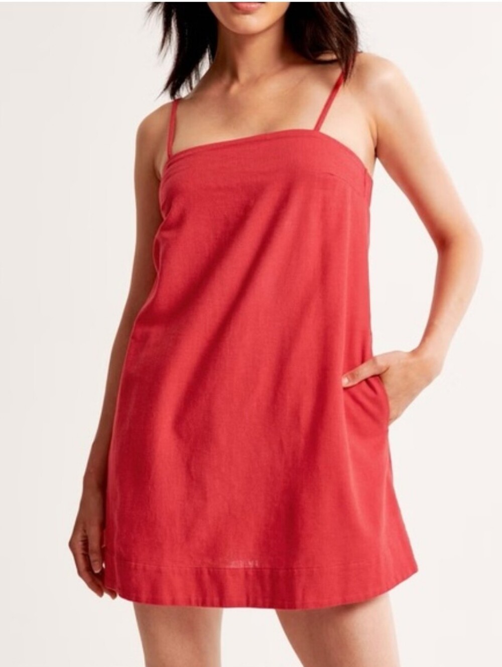 Abercrombie & Fitch Red Linen Skort Dress